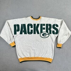 VTG 90's Legends Athletic Green Bay Packers Sweatshirt Men Medium Gray Spellout